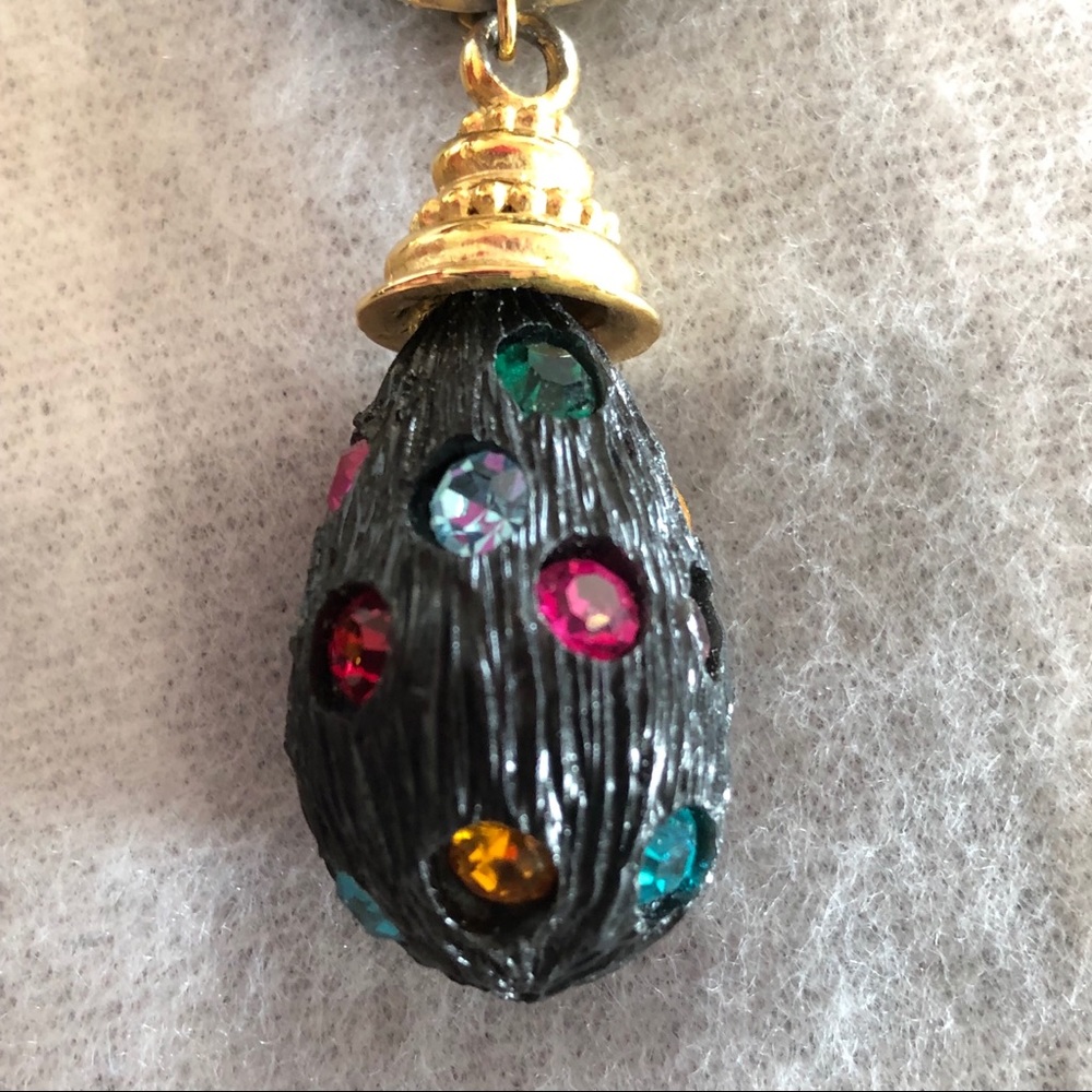 Vintage Statement Teardrop Dangle Rhinestone Clip - image 3